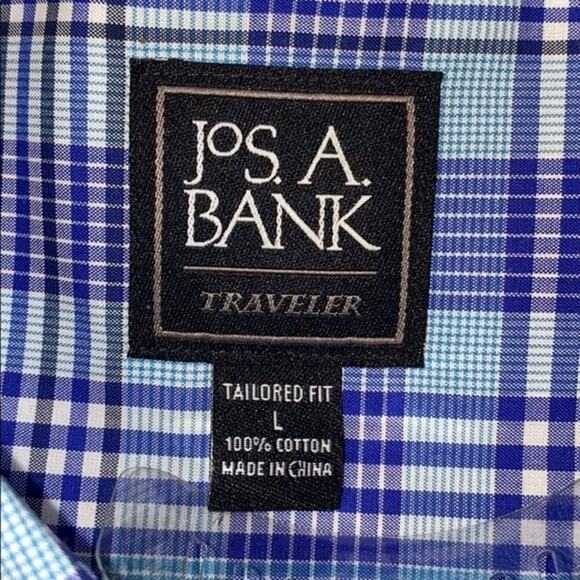 Jos. A. Bank Blue Plaid Traveler Fit Button-Up Shirt | Sz L, NWT - Picture 4 of 6